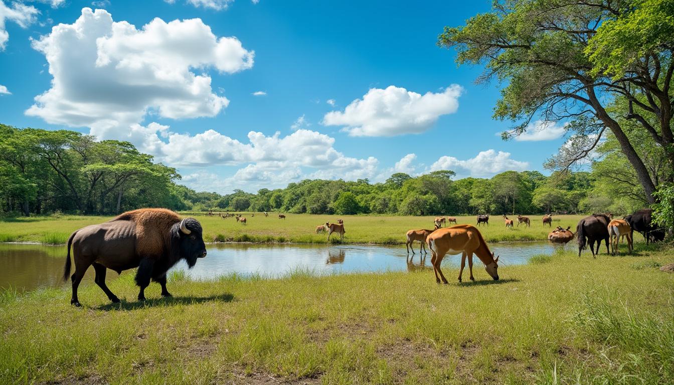 entdecken sie cayo saetía in kuba, eine unberührte insel, wo bisons, hirsche und gnus in freier wildbahn leben – ein einzigartiges naturparadies voller wilder schönheit.